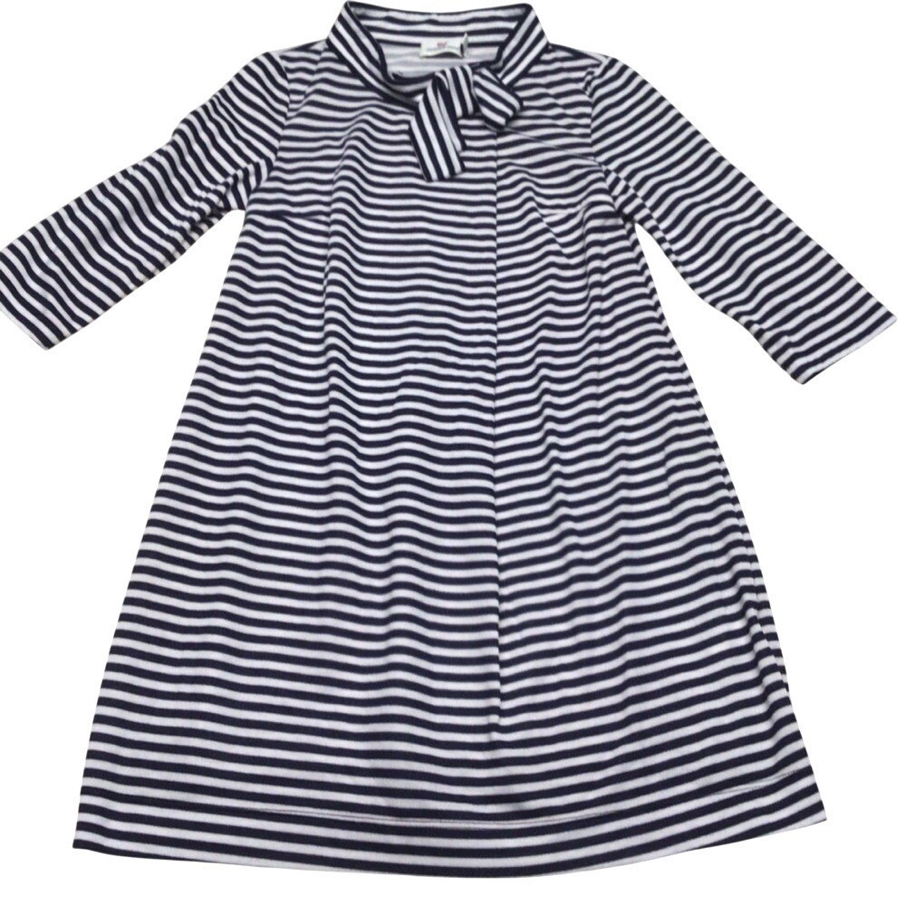 NWOT Vineyard Vines Navy White Striped Bow Neck Shift Dress XS Nautical Coastal - Picture 1 of 4
